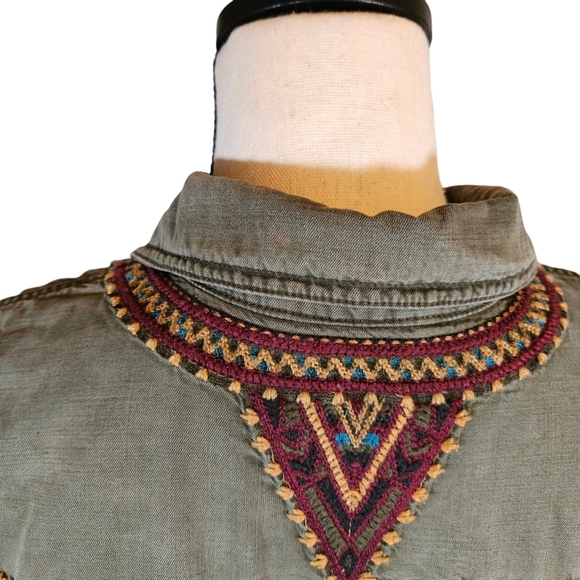 Lucky Brand Vintage Boho/Western Long Sleeve Denim Button Up, Army Green, Small - Picture 11 of 16